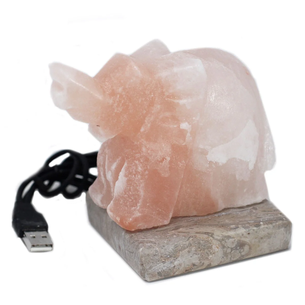Elephant USB gadget with visible USB plug, playful elephant shape for desk use.