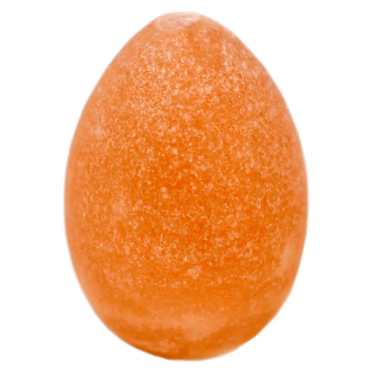 Egg-shaped natural deodorant stone with smooth surface, neutral tone.