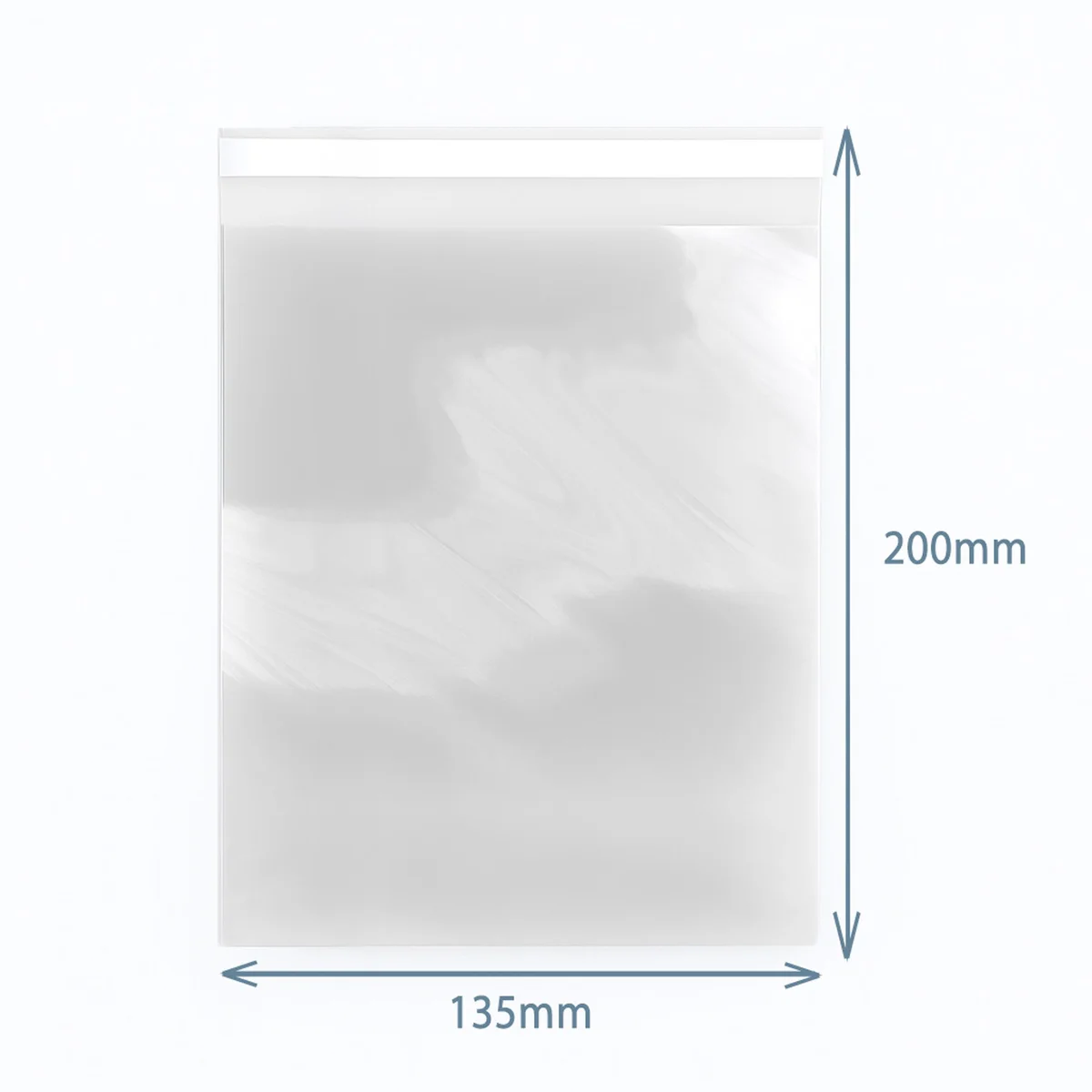 Close‑up of a resealable polyprop bag, 135x200mm, showing the closure on a neutral background
