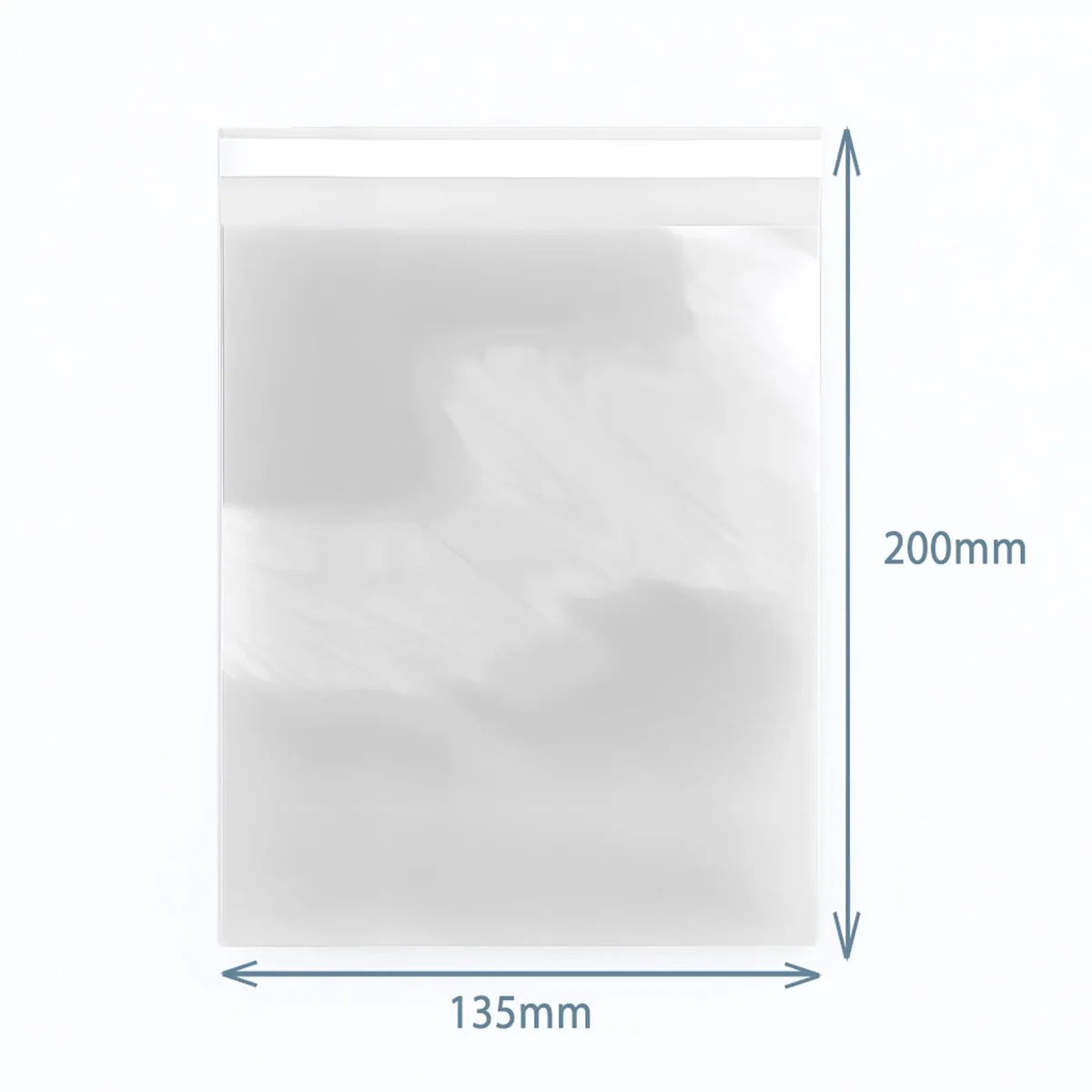 135x200mm polyprop bag displayed, clear plastic with reseal zipper, showing durable packaging