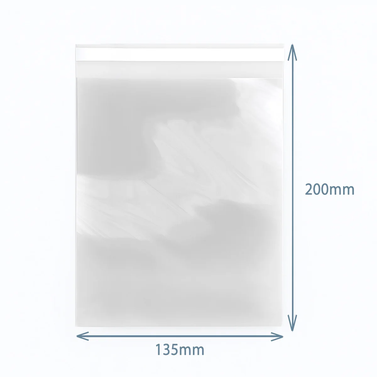 Clear resealable polyprop bag, 135x200mm, showing zipper-like sealing edge.