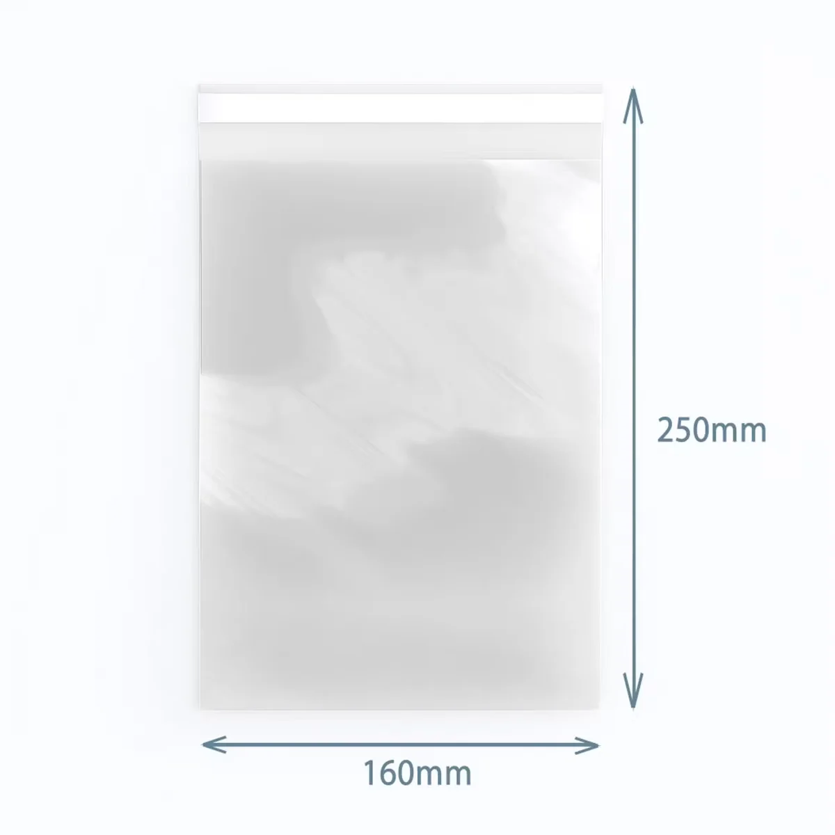 resealable polypropylene bag 160x250mm shown on a flat surface