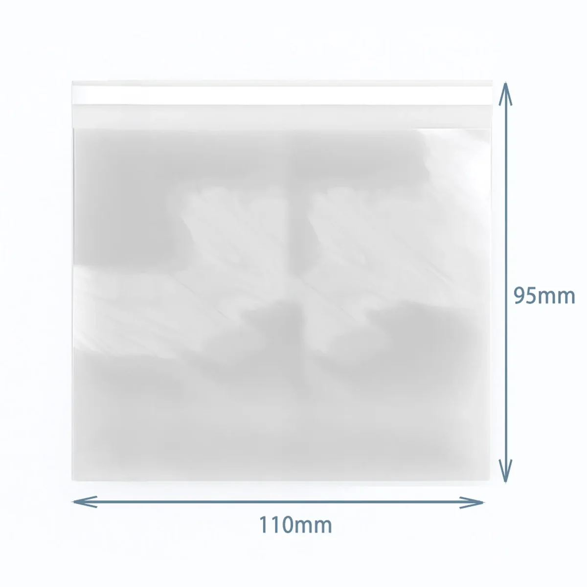 110x95mm plastic bags displayed, resealable design shown