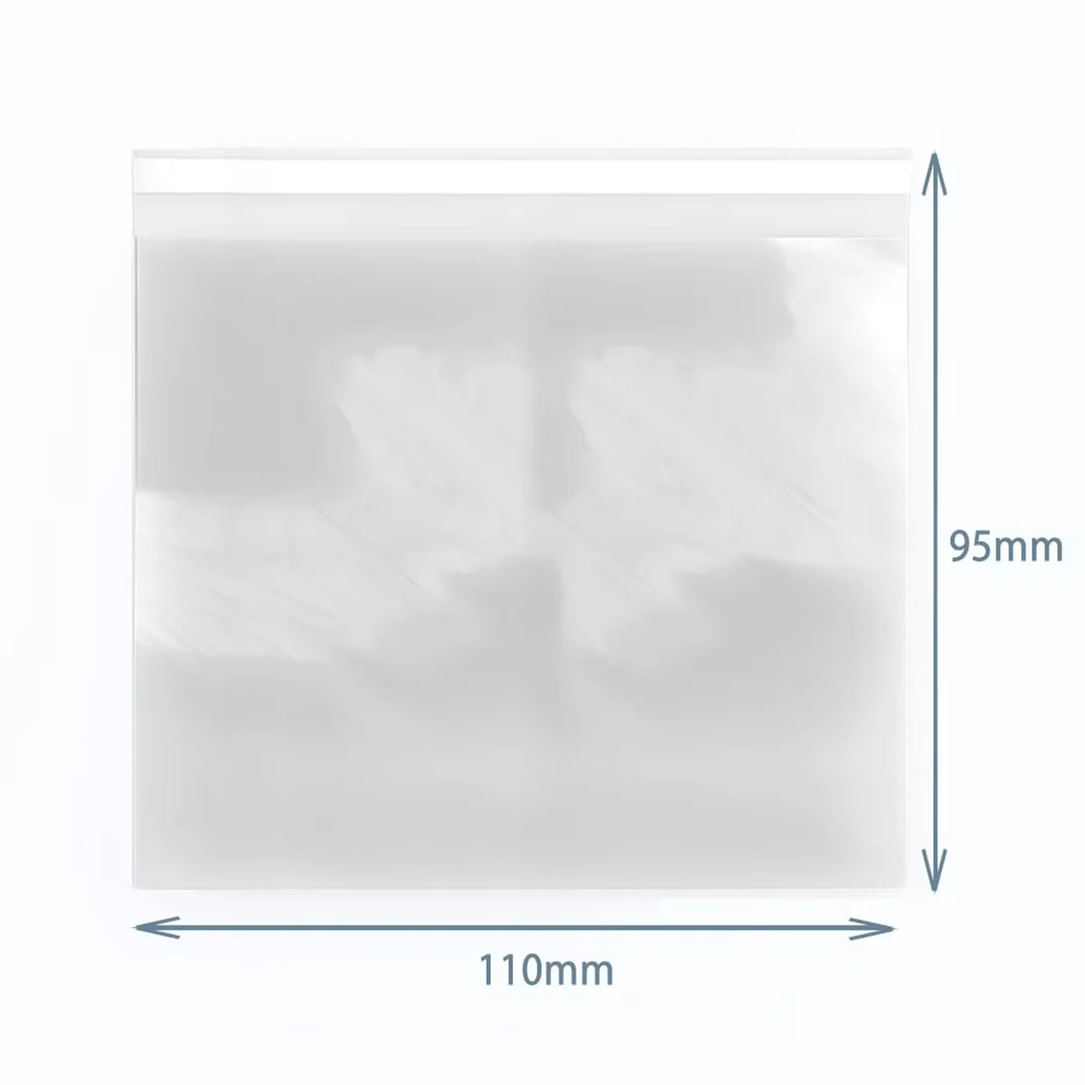 Clear poly prop bag 110mm with reseal zipper displayed on flat white background