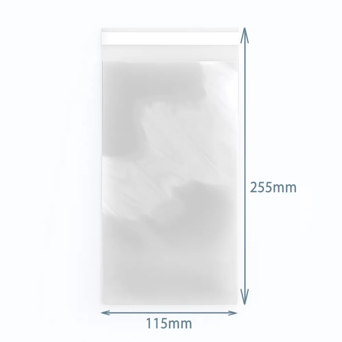 Clear polyprop storage bag 255x115mm with built‑in reseal feature, focusing on zipper closure.