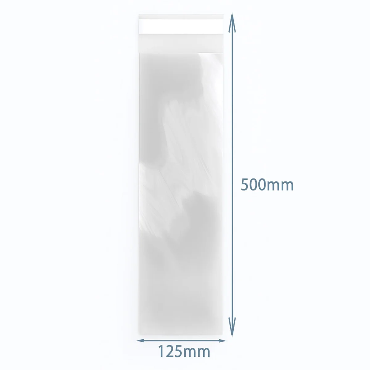 High‑quality clear reseal poly prop bag, 125x500mm, perfect for DIY projects.