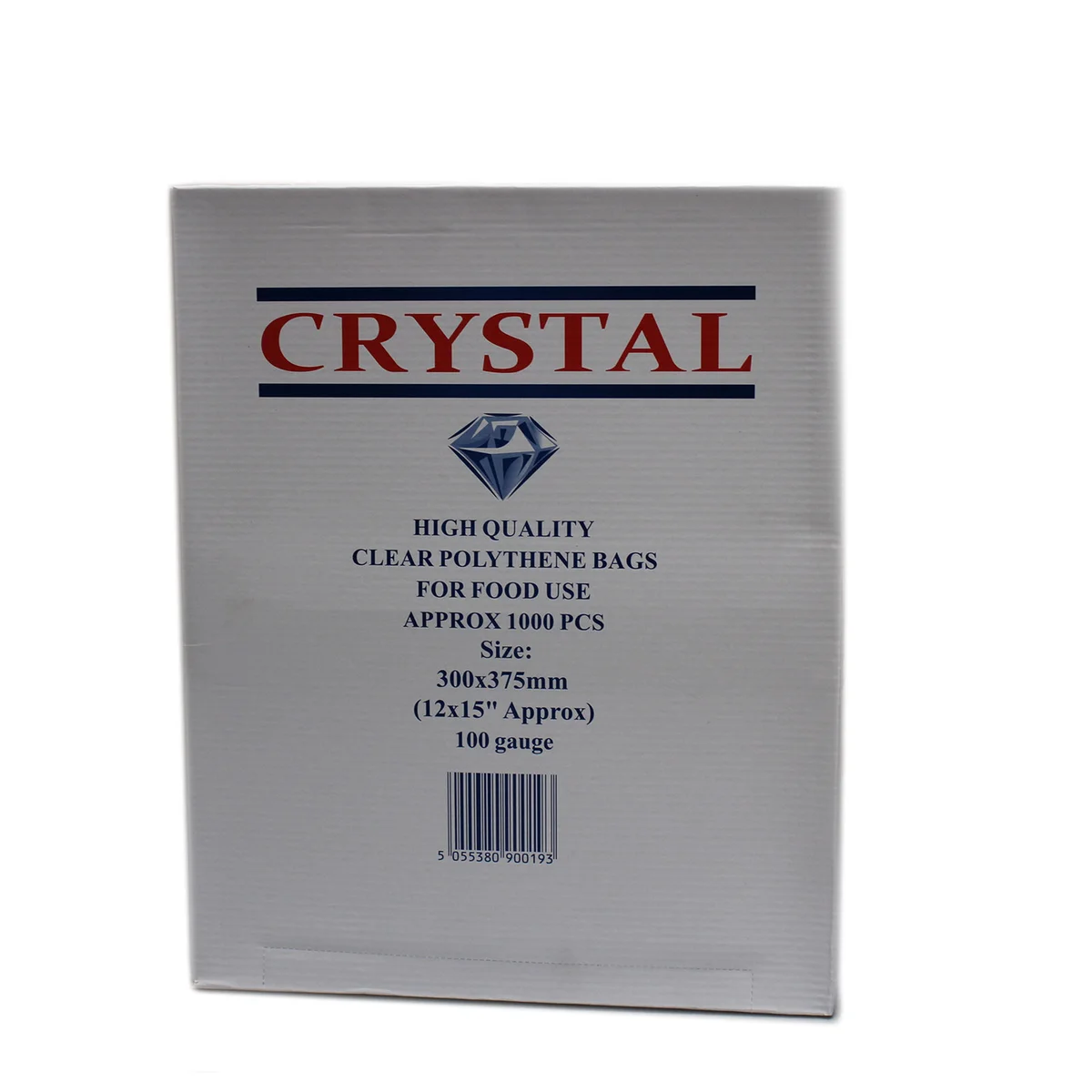 12x15 inch poly bags displayed in bulk, clear transparent sachets neatly arranged.
