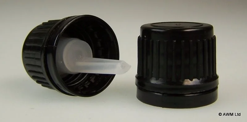 Tamper evident bottle caps for 10ml and 50ml bottles with matching dropper