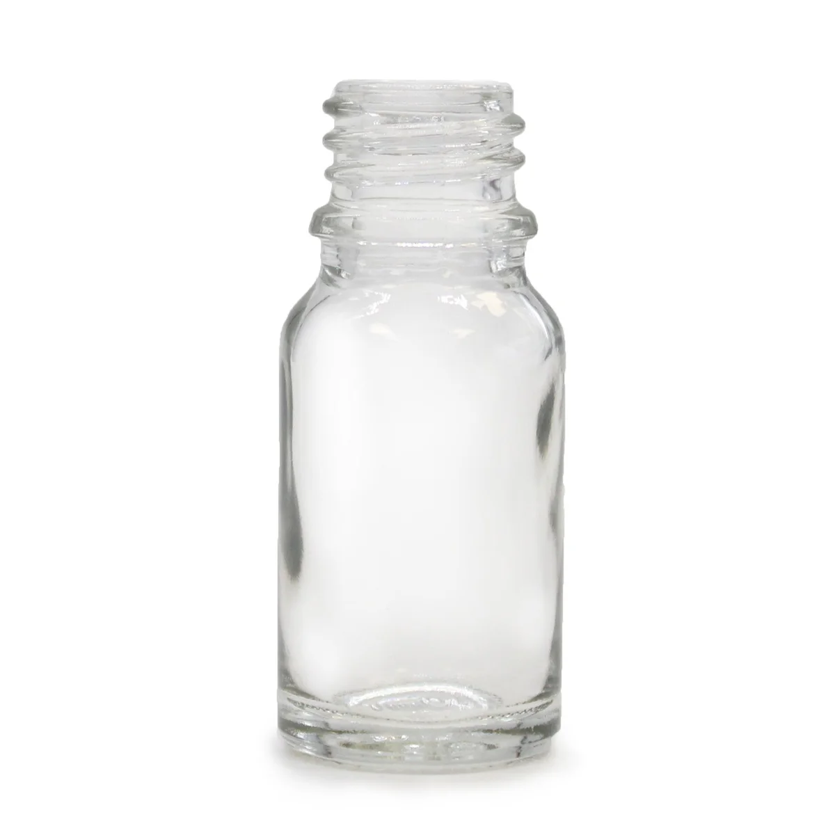 Clear bottle 10ml showing a small clear glass container.