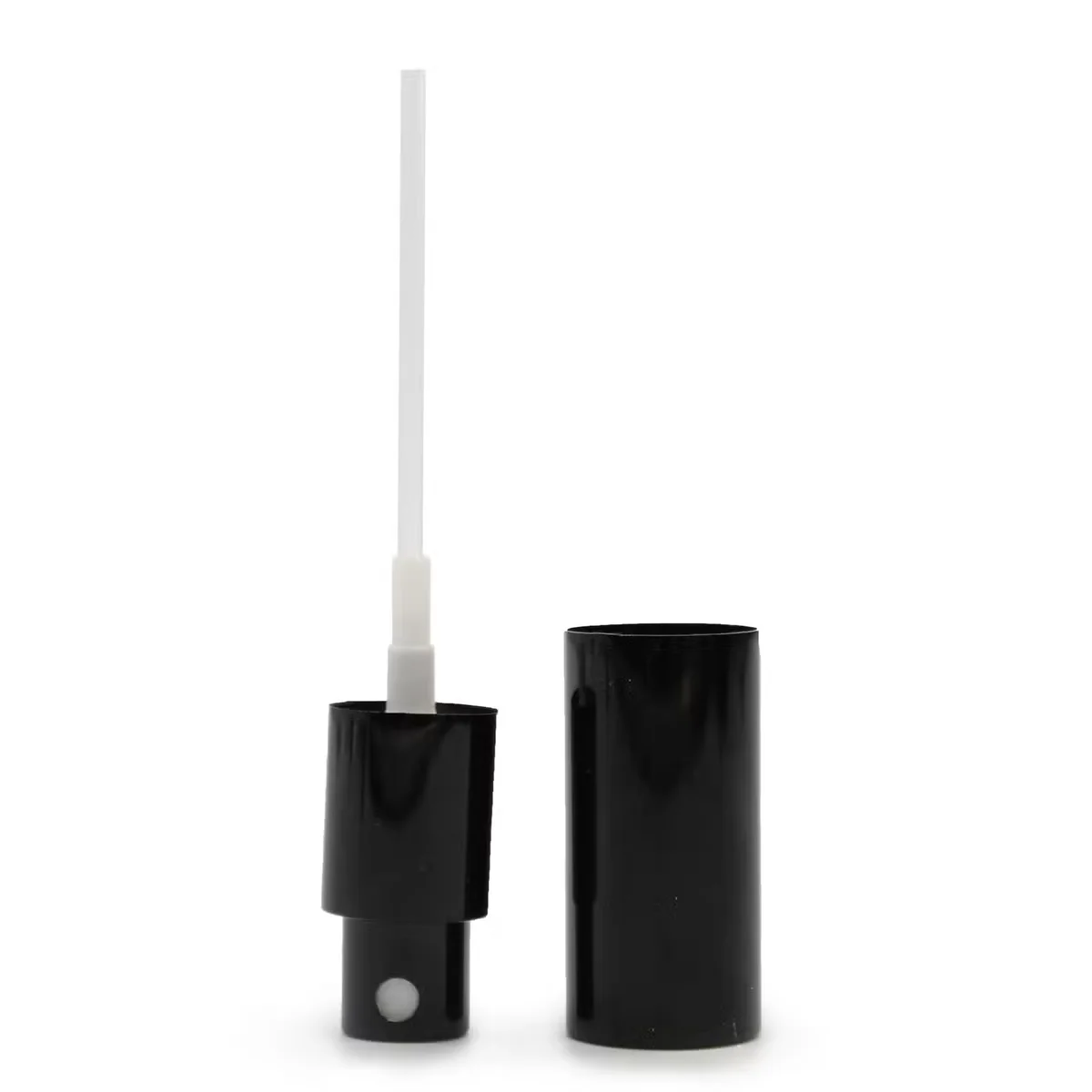 Black 50ml spray cap designed to fit a small bottle, twist‑on spray nozzle.