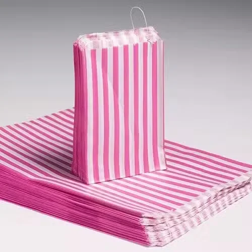 Pink 7x9" candy stripe bags displayed side by side on a light background.