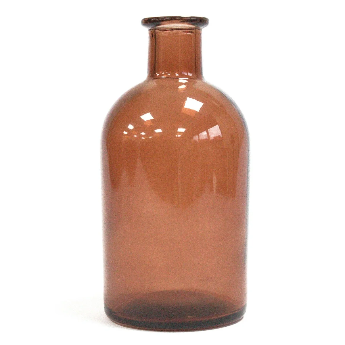 250 ml round amber antique reed diffuser bottle on a simple background