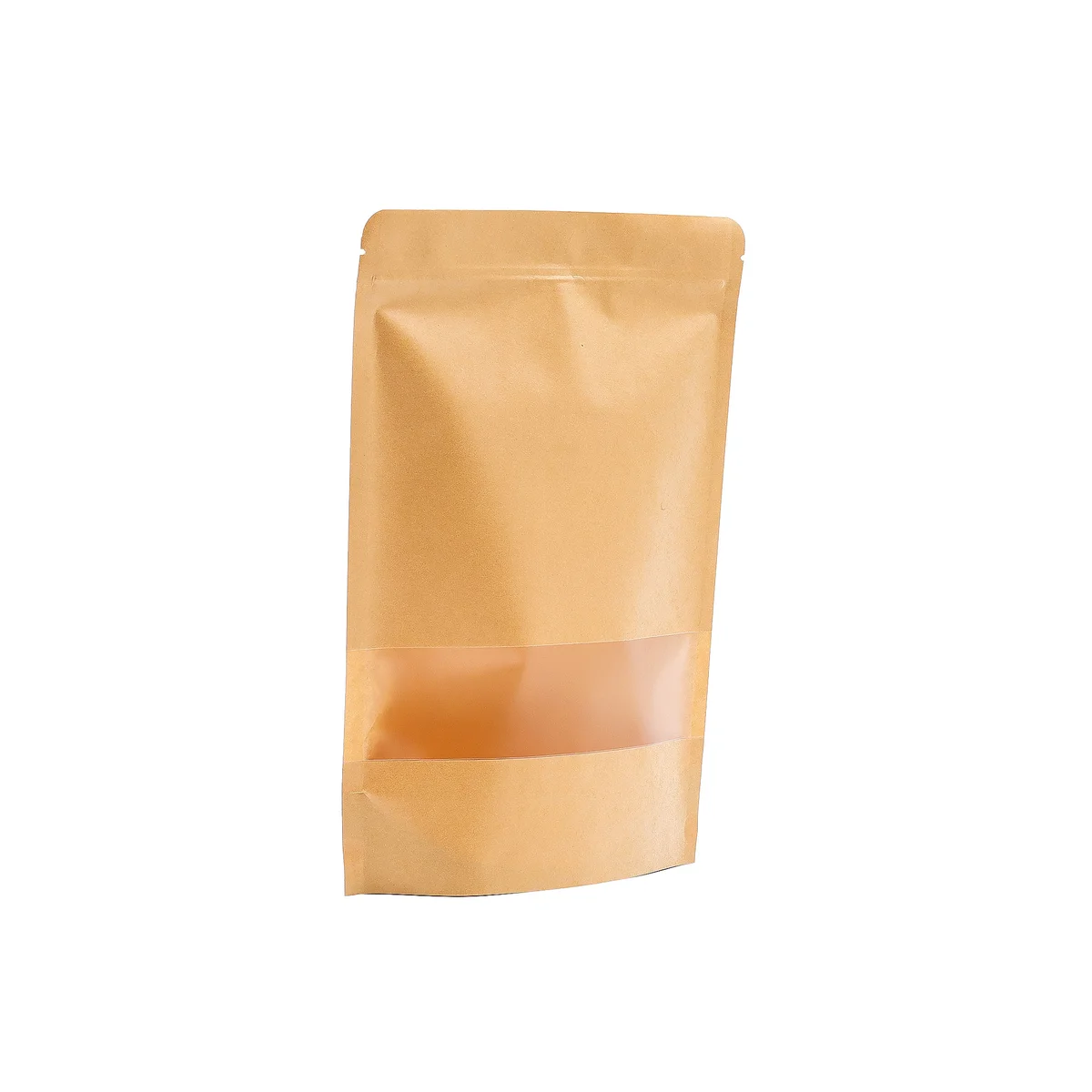 Brown kraft window gift bag measuring 18x26 cm with transparent front panel for product visibility