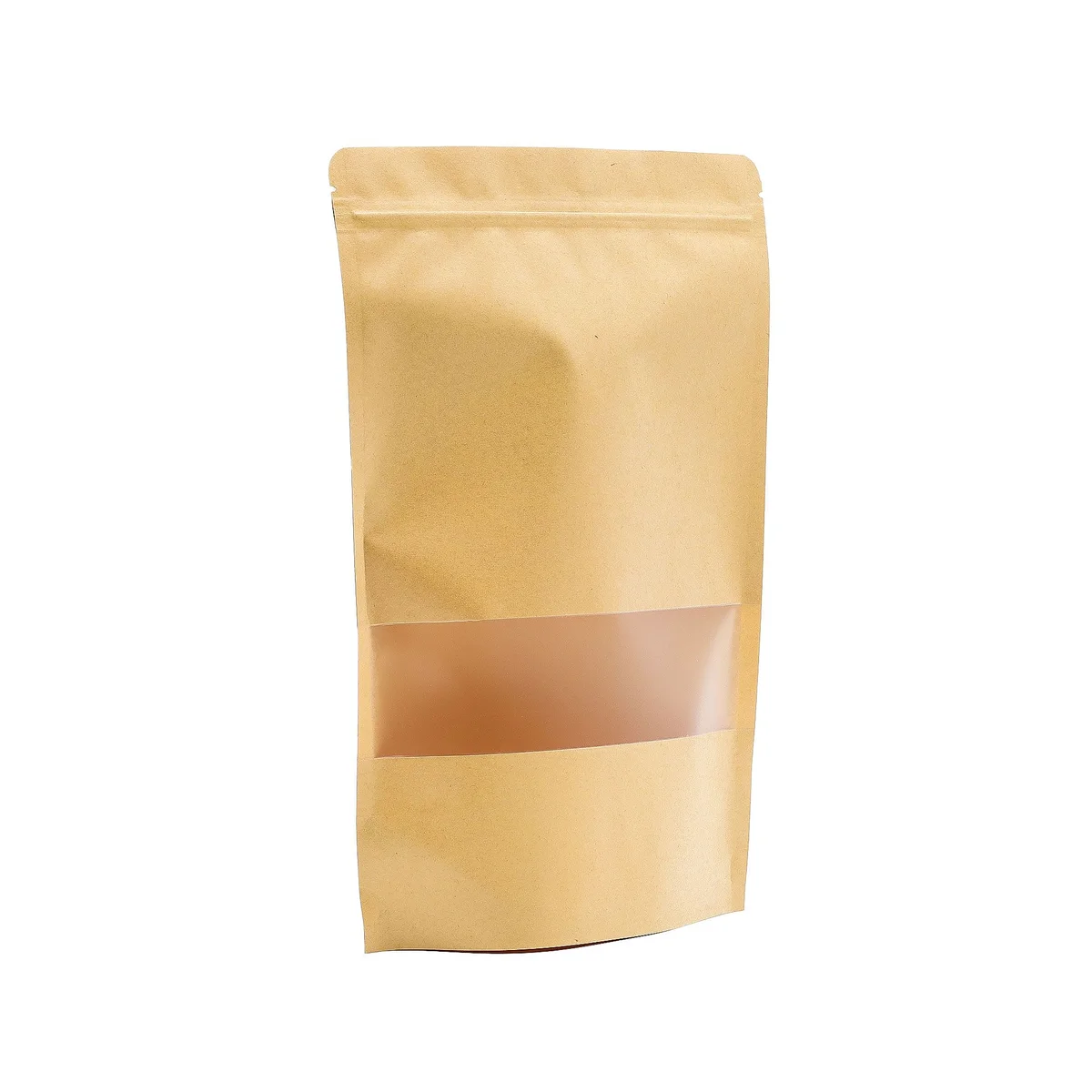 Clear kraft window bag measuring 20x30cm, showing transparent front and brown kraft paper back