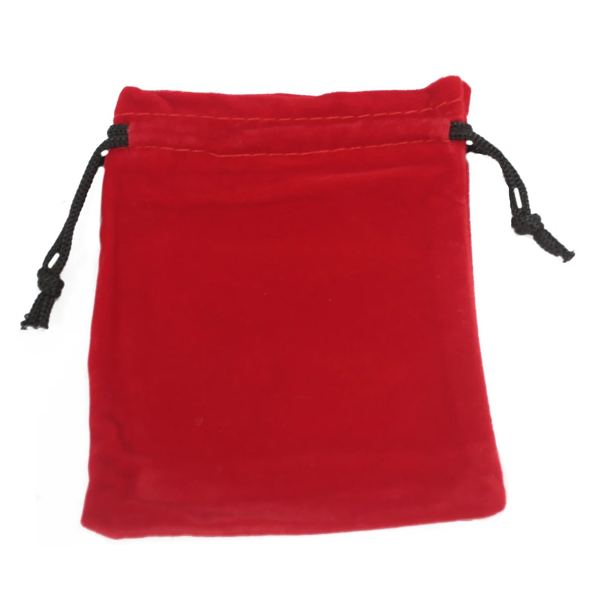 Compact red fabric pouch made from quality velvet, measuring 10x12 cm.