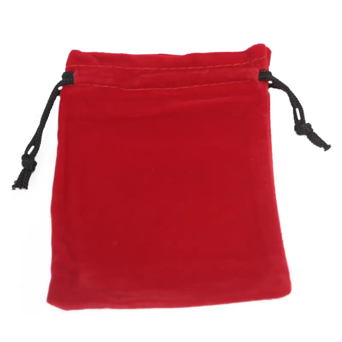 Red velvet 10x12cm pouch, close‑up showing fabric texture.