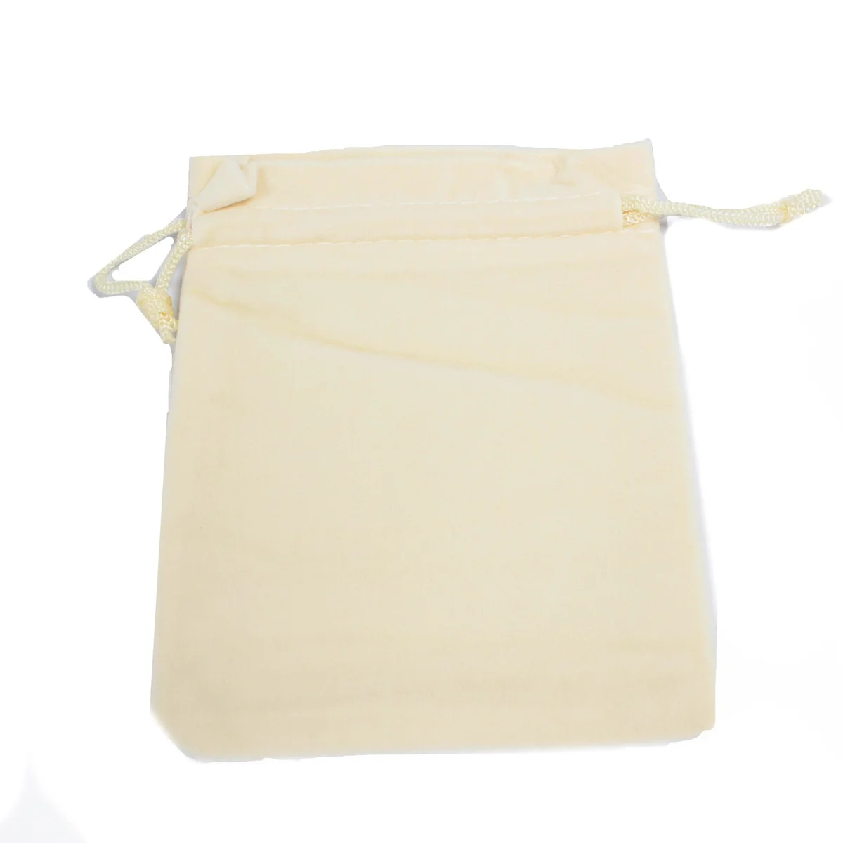 Ivory small velvet pouch measuring 10x12cm.