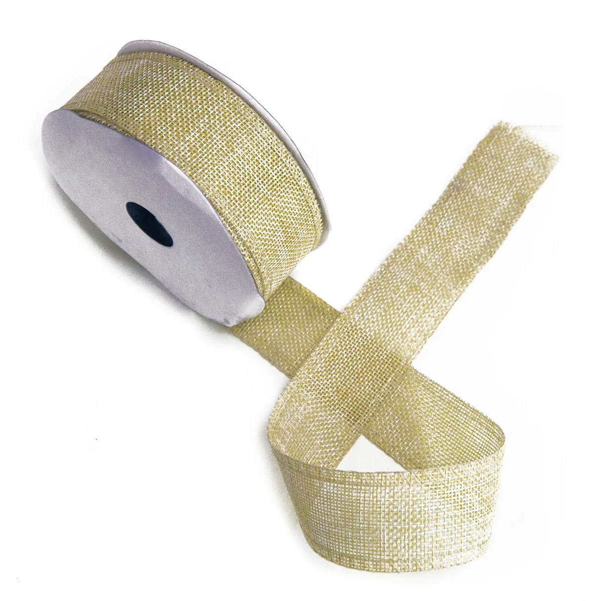 Rolled sand‑colour ribbon, 38mm wide, roughly 20 metres long.