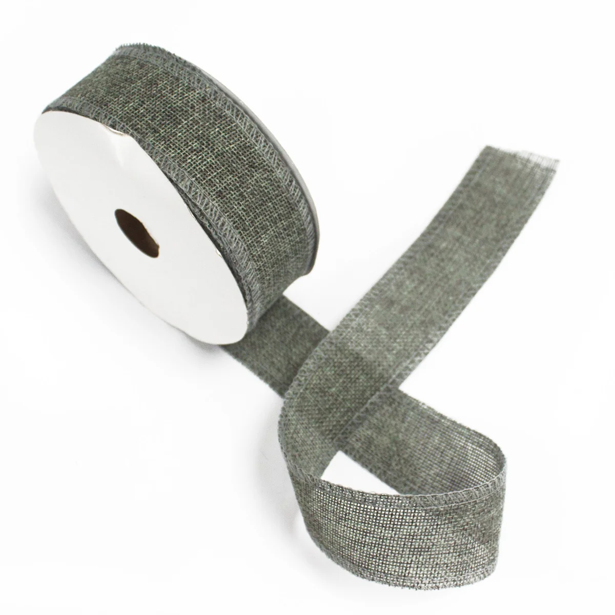 Charcoal natural texture ribbon, 38mm ribbon, 20m long displayed for crafts