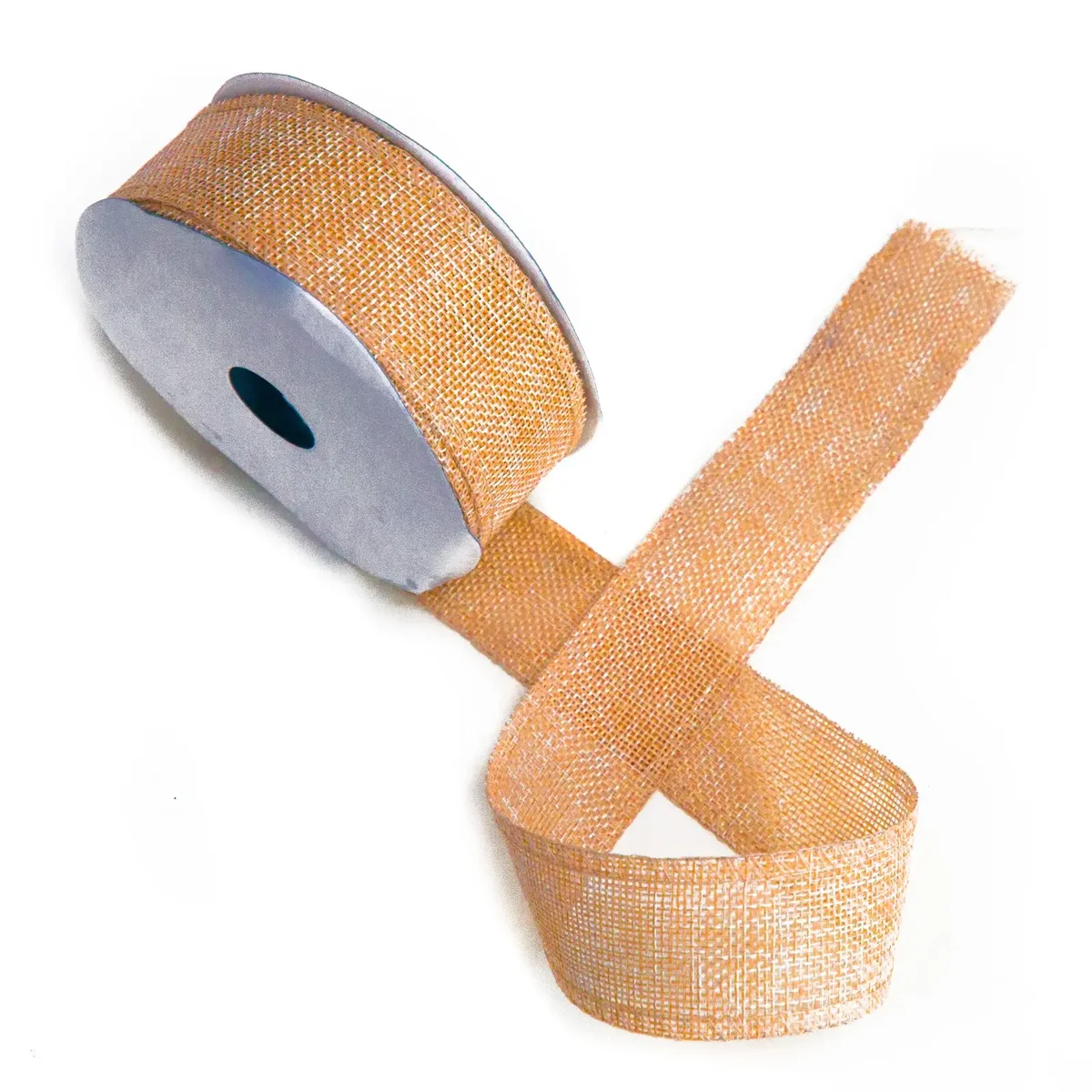 Vintage orange 38mm ribbon unfurled, displaying natural texture and width.