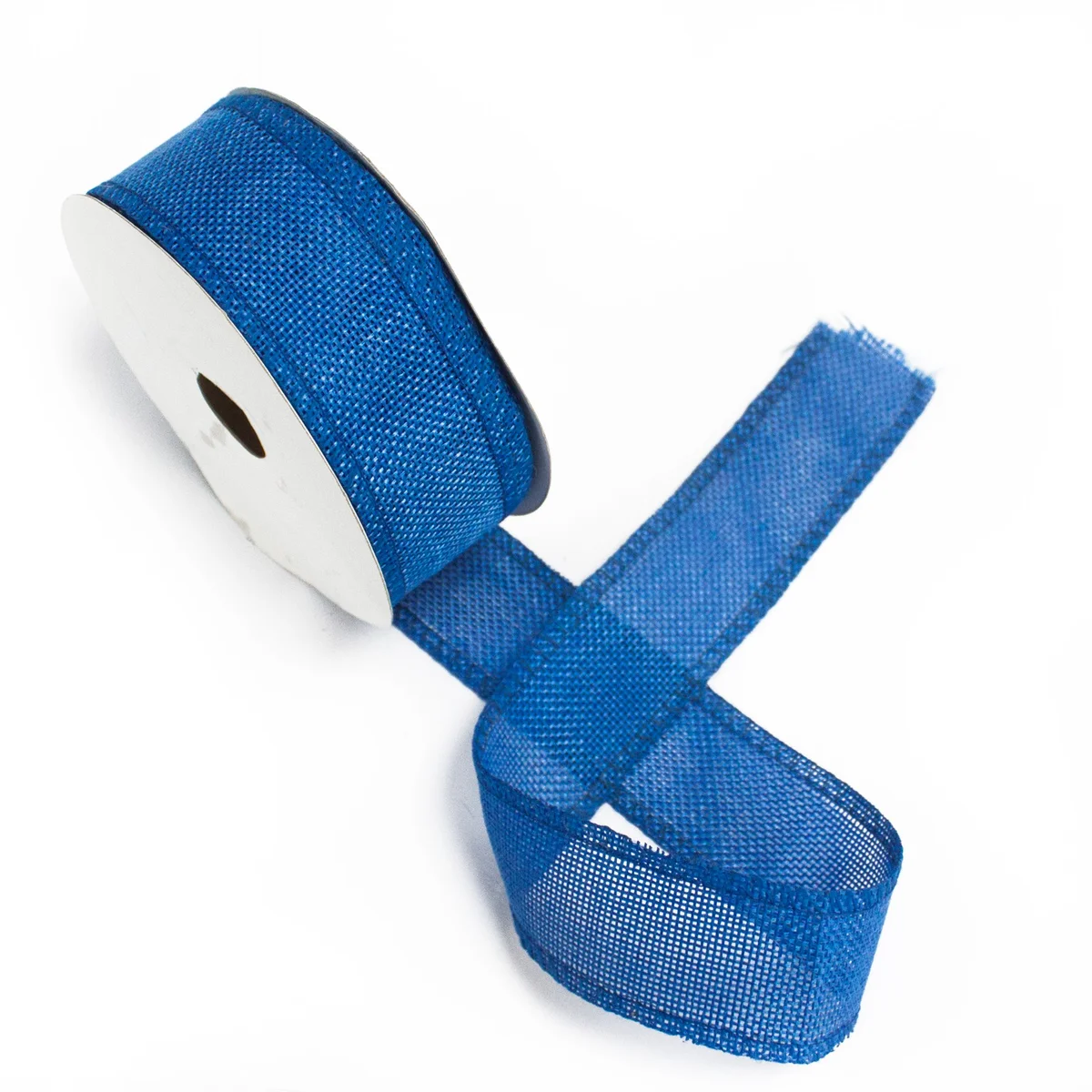 Navy blue 20m natural texture ribbon, 38mm wide, with wavy textured pattern showcased on a flat background.