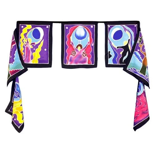 Seven Flags Moon Goddess wall art set with seven panels, each 32x23cm, featuring celestial moon goddess design