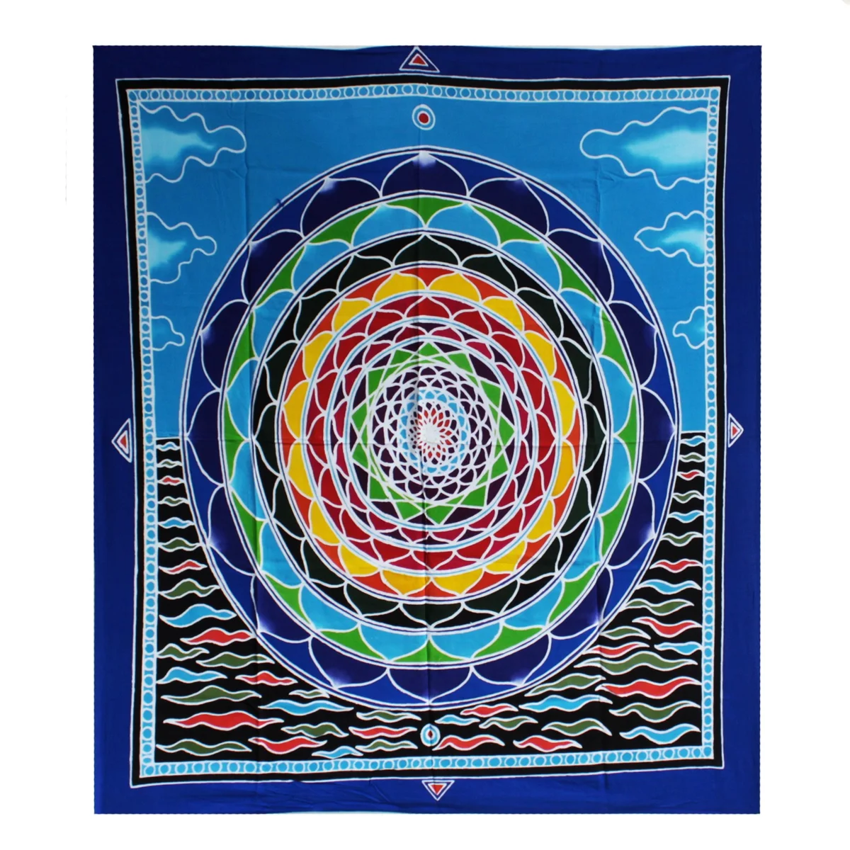 Large mandala art titled Mandala in the Clouds, measuring 106cm by 93cm with intricate cloud-inspired patterns