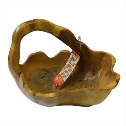Large back handle bowl approximately 30cm in diameter with a sturdy handle for easy carrying