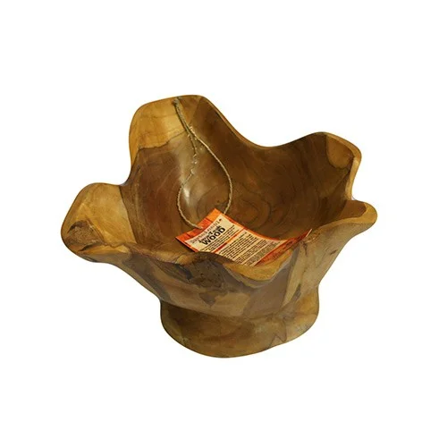 Teak serving bowls with spiky design, approximately 25cm, ideal for finger food serving