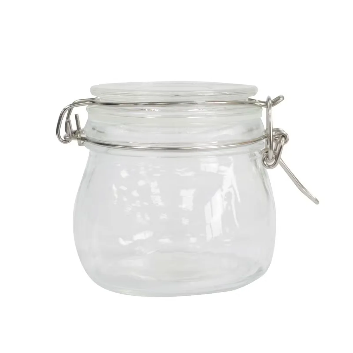 500ml kilner glass jar in clear glass, 500ml capacity, light-filled bottle with white stem and metal screw lid