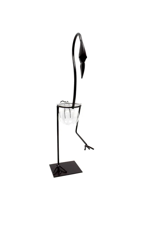 Tall flamingo pot stand – a decorative hydroponic home décor featuring a single elegant pot.