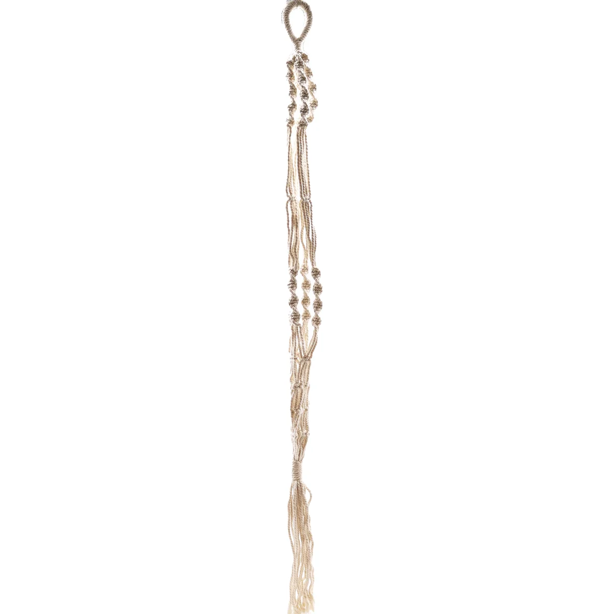 Extra long large macrame plant hanger pot holder with intricate knots and sturdy loops for hanging pots securely