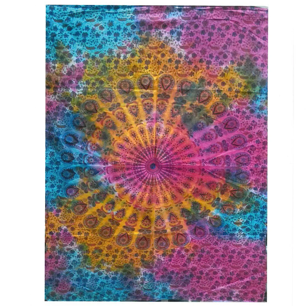 Round mandala design on cotton wall art, showcasing intricate patterns in mandala cotton decor style