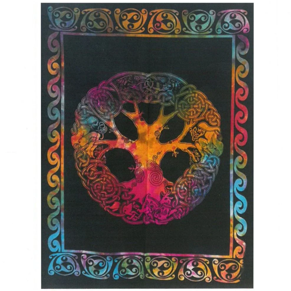 Cotton wall art depicting the Tree with Adam and Eve in a natural, textured design