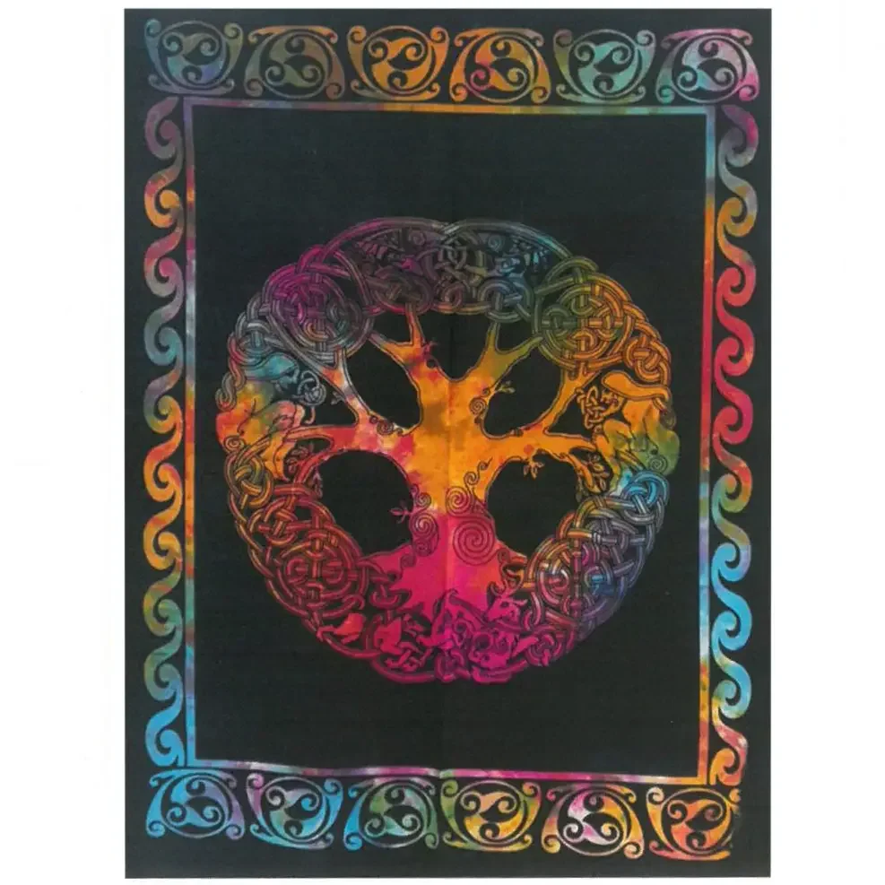 Cotton tree wall art depicting the Tree of Knowledge with Adam and Eve figures on fabric background