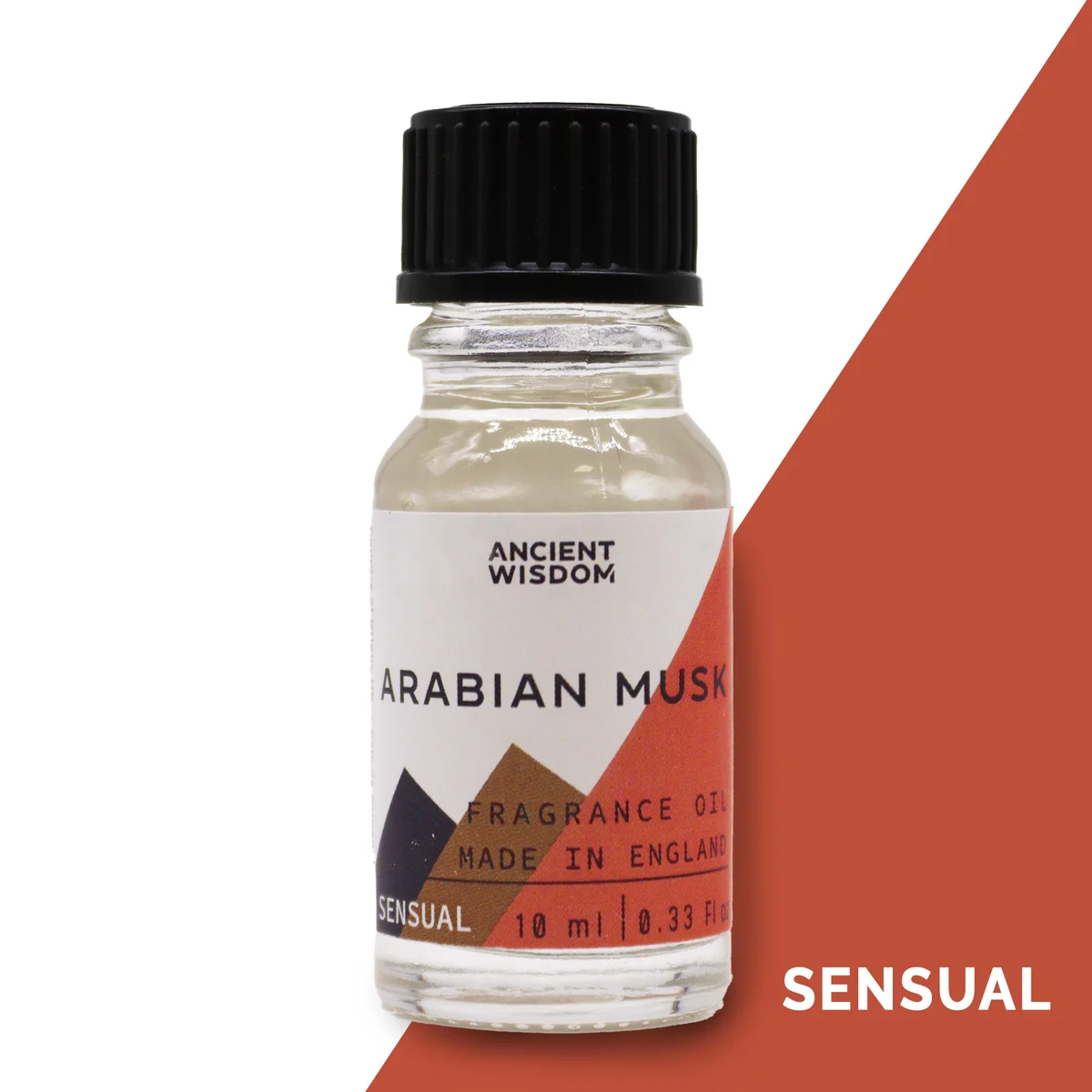 10ml clear glass bottle of Arabian musky fragrance oil