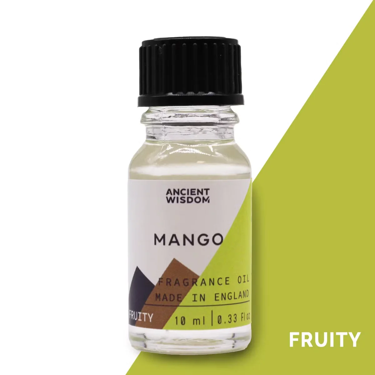 10ml glass bottle of mango fragrance oil with label visible