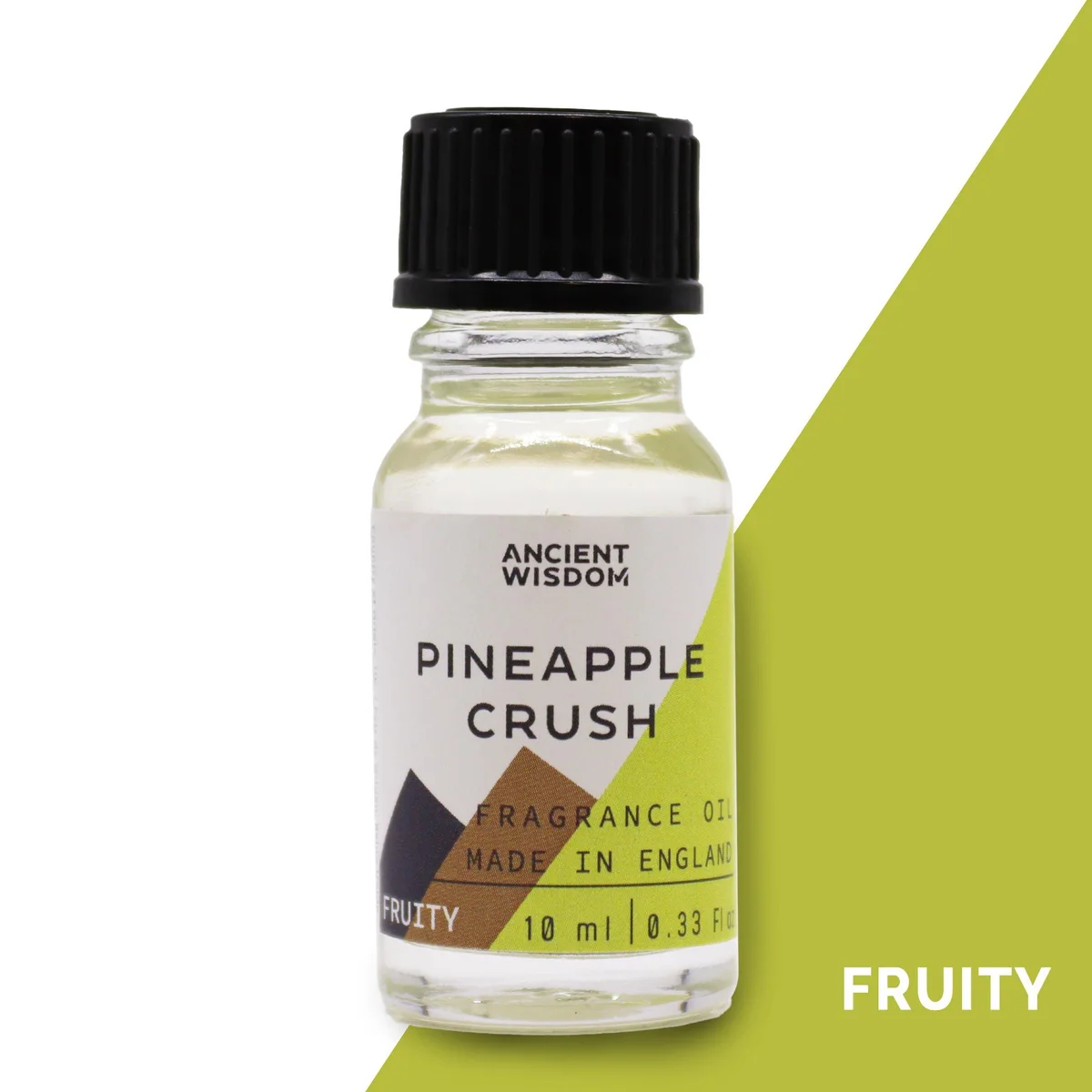 10ml Pinapple crush fragrance oil bottle in clear glass, labeled with bright fruit lettering