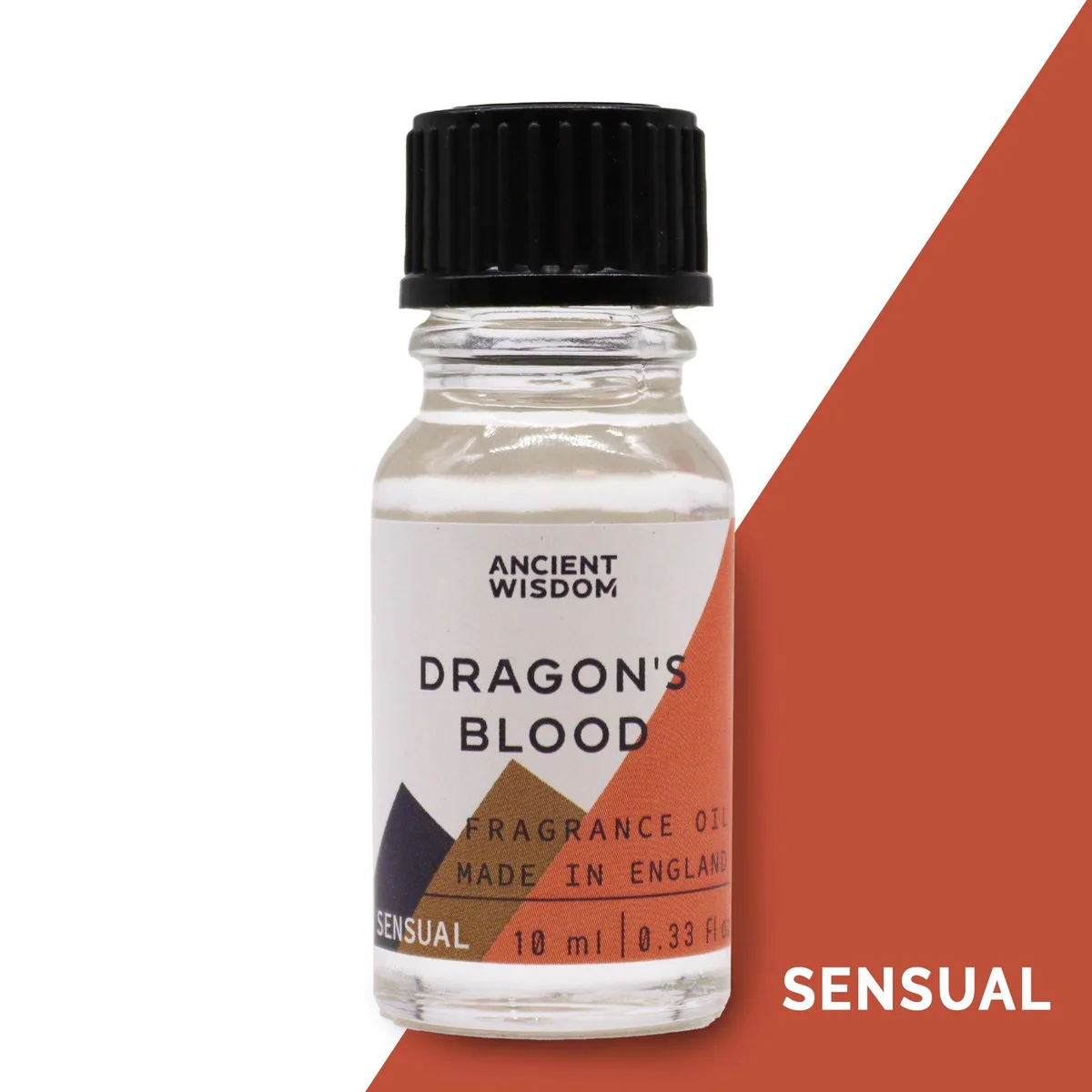 10ml bottle of dragon's blood essential oil in clear glass