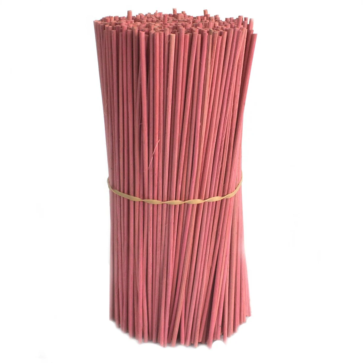 Bundle of pink reed diffuser sticks measuring 25cm by 3mm, weighing 500gms against a white background