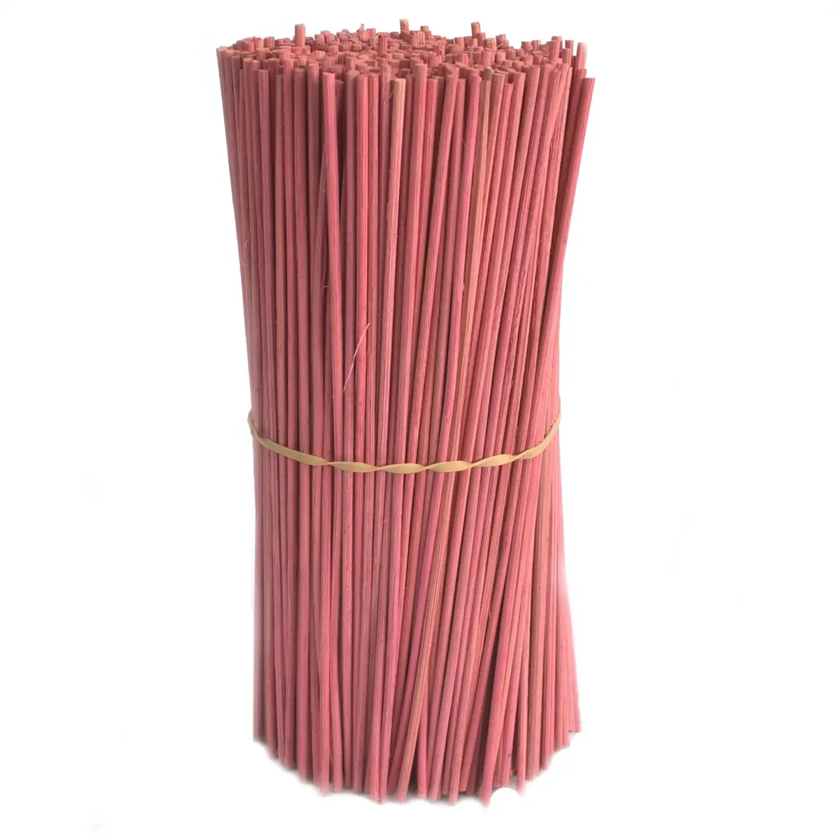 Bundle of pink reed diffuser sticks 25cm long, 3mm thick, weighing 500gms on a white background