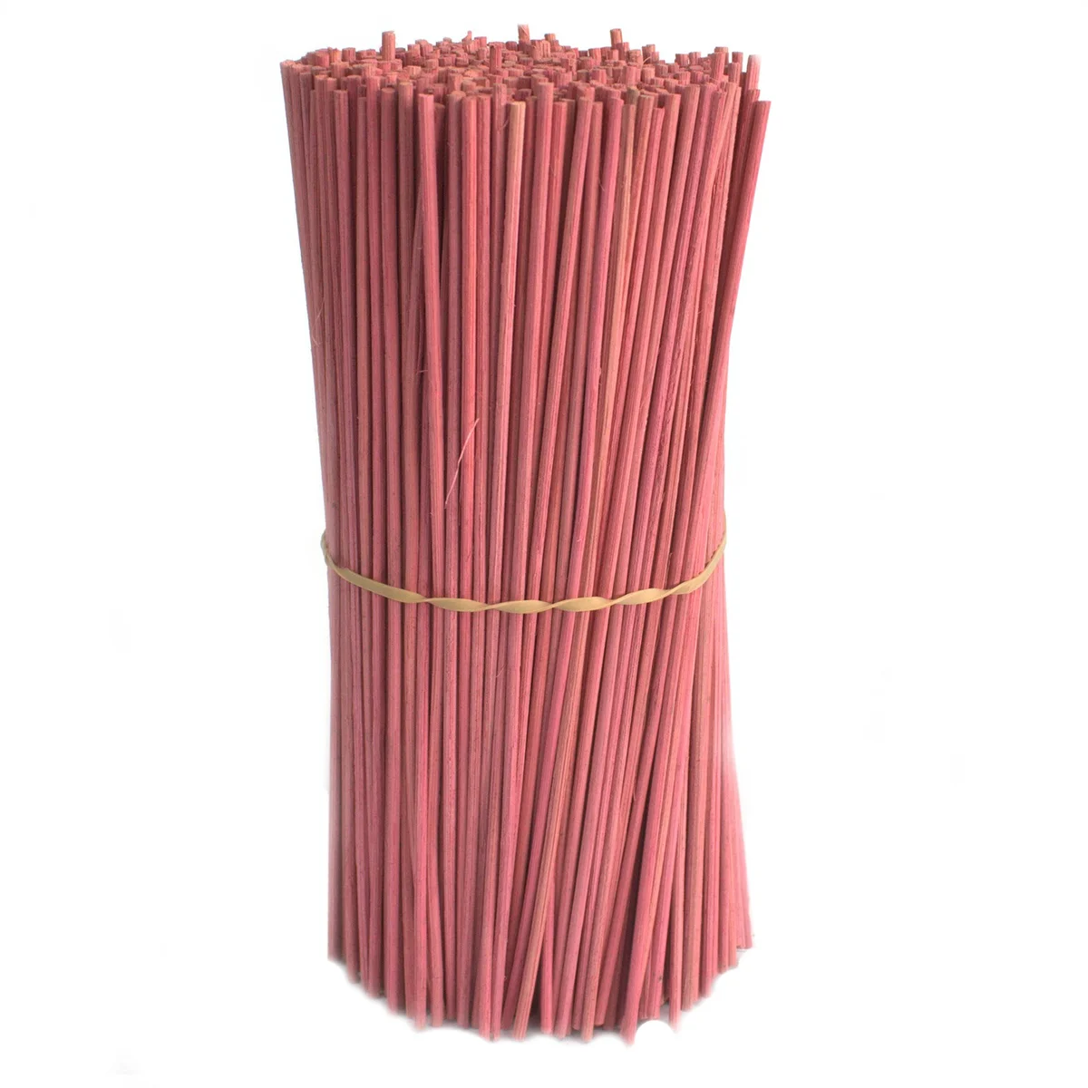 Bundle of pink diffuser sticks 3mm thick, 25cm long, weighing 500gms arranged on a white background