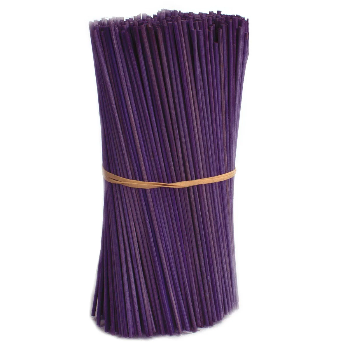 Bundle of purple reed diffuser sticks measuring 25cm by 3mm, weighing 500gms on a white background