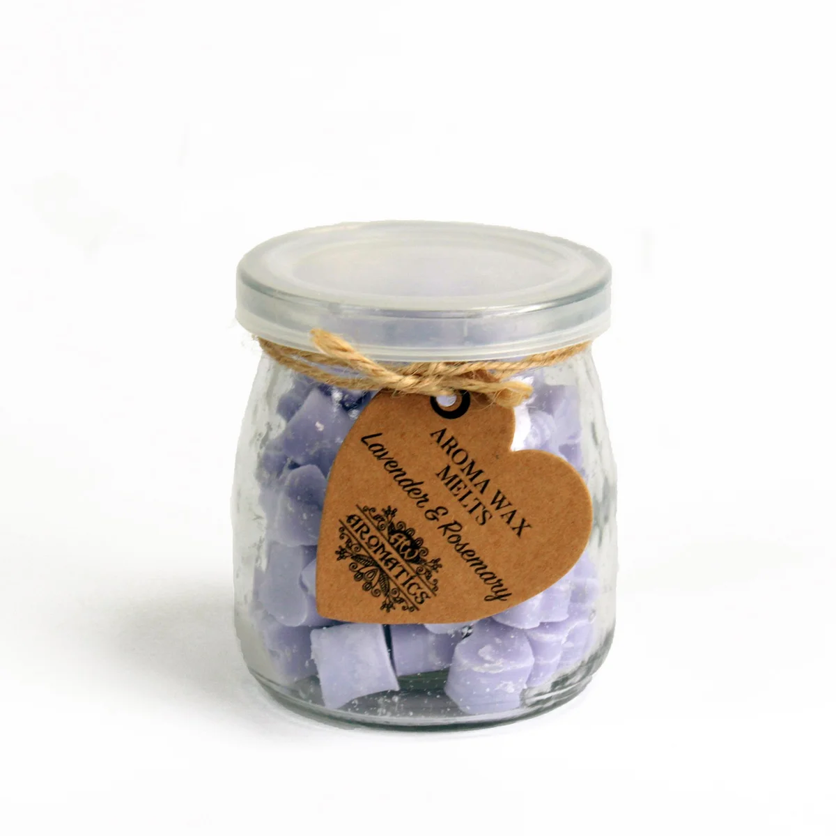 Lavender wax melts in ceramic dish, subtle lavender and rosemary aroma