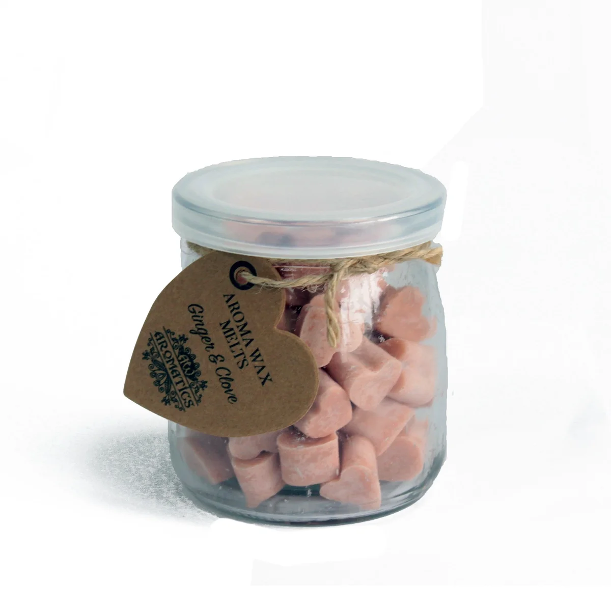 Ginger & clove spice scented wax melts arranged neatly on a plain background.