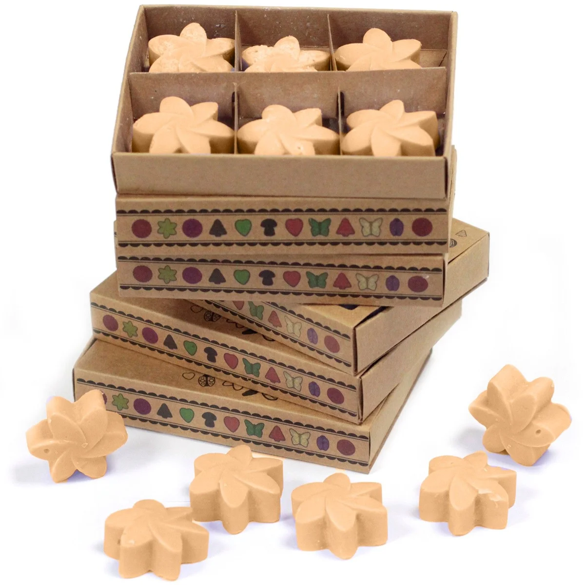 Box of 6 Midnight Jasmine wax melts in pastel purple packaging on white background