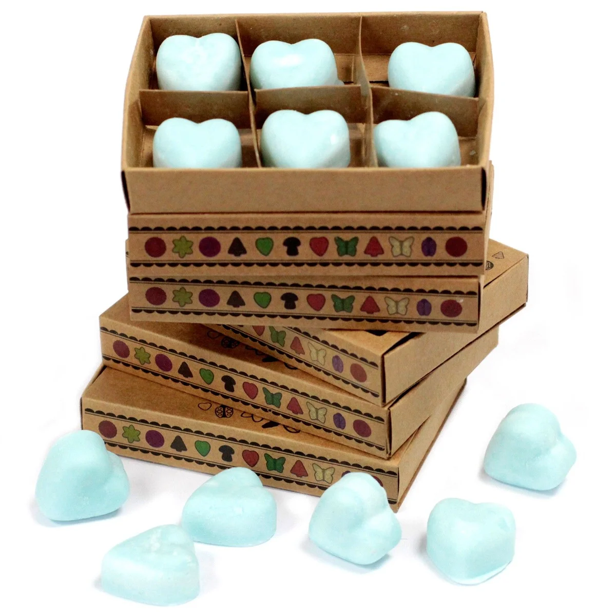 Box of 6 Nagchampa wax melts in rectangular shapes, arranged neatly on a plain background
