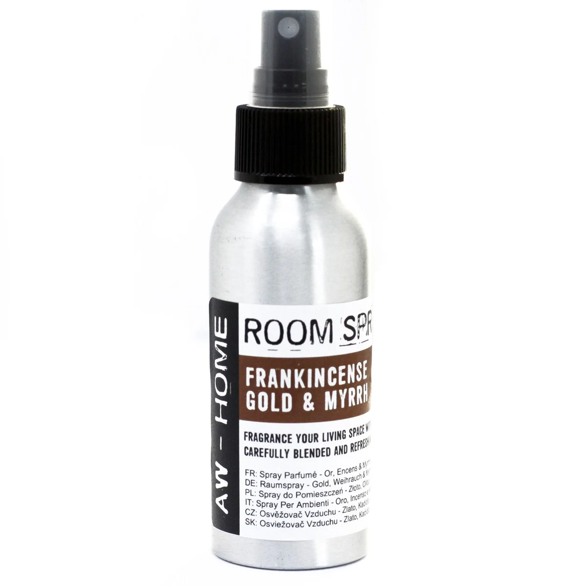 Gold frankincense myrrh room spray bottle, 100ml