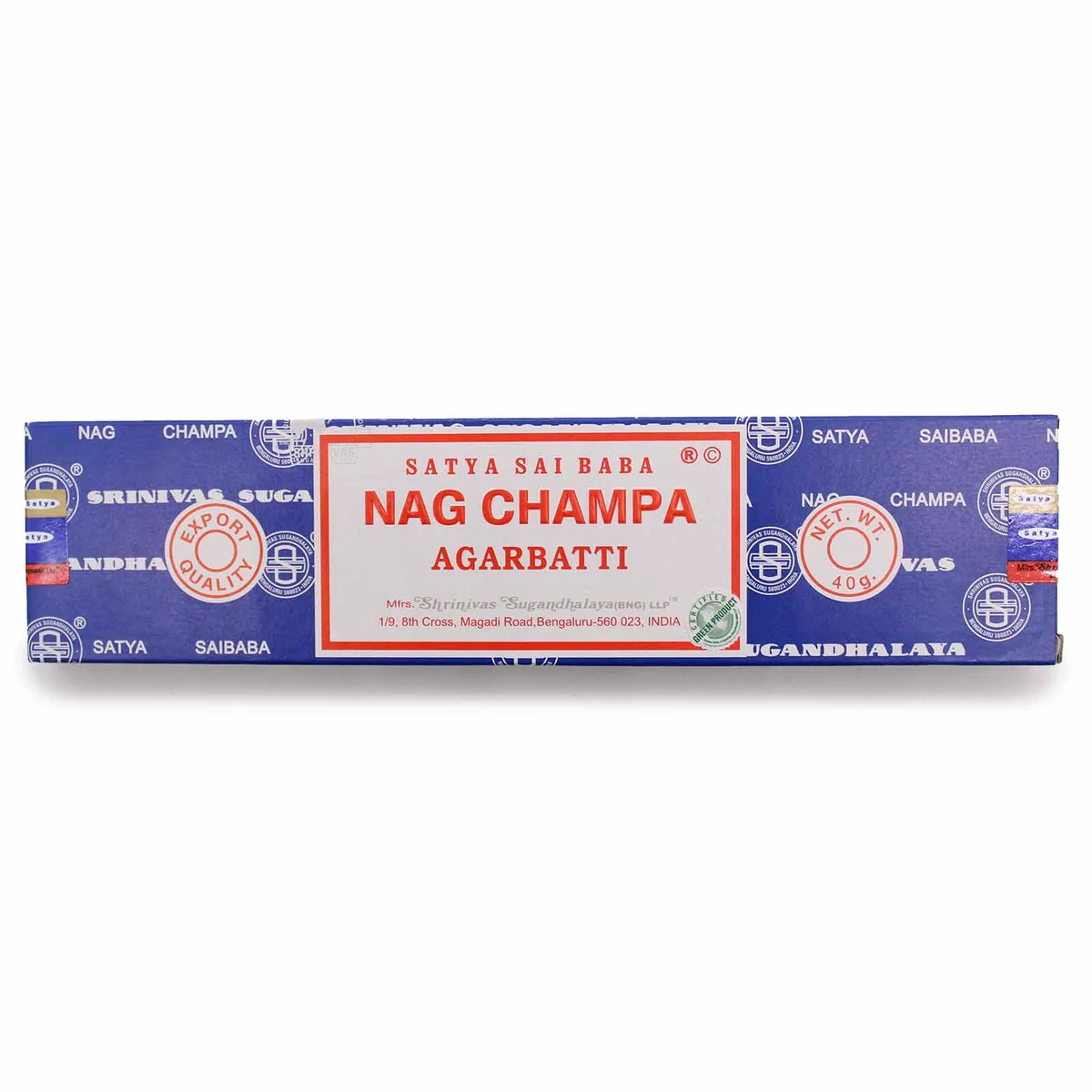 Nag Champa 15g incense in a small jar beside a wooden surface