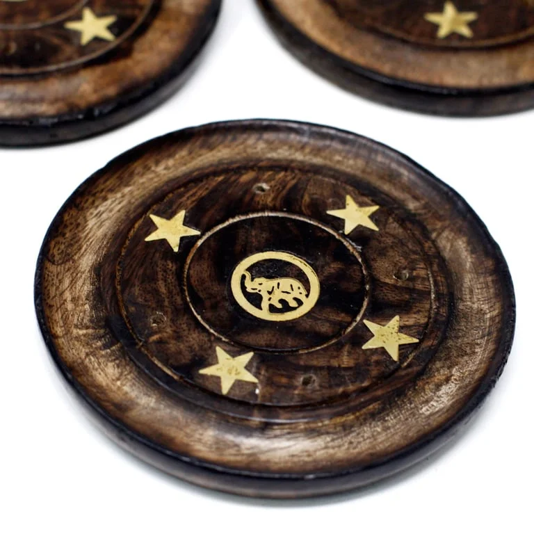 Mango wood disc 10cm, smooth round piece suitable for incense cones